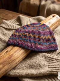 Multi Color Zig Zag Kufi Skull Cap, Crocheted Beanie Hat, Ethically sourced