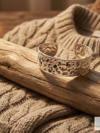 Hammered Silver Cuff Bracelet: Boho Bohemian Jewelry