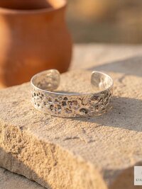 Hammered Silver Cuff Bracelet: Boho Bohemian Jewelry