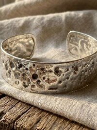 Hammered Silver Cuff Bracelet: Boho Bohemian Jewelry