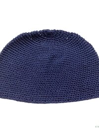 Navy Kufi Skull Cap - Crocheted Beanie Hat, Ethically sourced