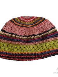 Striped Kufi Skull Cap, Crocheted Beanie Hat, Ethically sourced