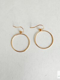 Handcrafted Gold Dangle Hoop Earrings - Medium Circle Drops