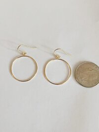 Handcrafted Gold Dangle Hoop Earrings - Medium Circle Drops