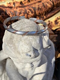 Handcrafted Silver & Copper Woven Bracelet: Kenyan Artisan Jewelry