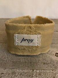 PRAY Boho Cuff Bracelet – Cotton Fabric, Vintage Crochet, Button Closure