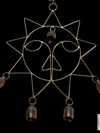 Handmade Sun Windchime - Artisan Metal Garden Decor Brass Bells