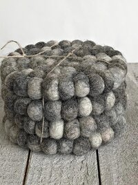 Mixed Gray Wool Felt Ball Coaster Set, Handmade Drink Mug Rug, Eco Cup Mat