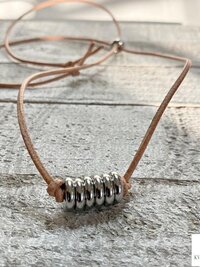 Boho Leather & Silver Bead Necklace - Adjustable Minimalist Style
