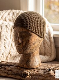 Mocha Brown Kufi Skull Cap, Crocheted Beanie Hat, Ethically sourced