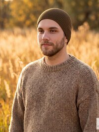 Mocha Brown Kufi Skull Cap, Crocheted Beanie Hat, Ethically sourced