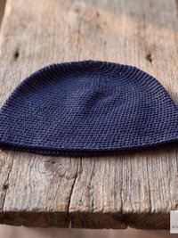 Navy Kufi Skull Cap - Crocheted Beanie Hat, Ethically sourced