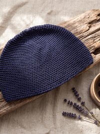 Navy Kufi Skull Cap - Crocheted Beanie Hat, Ethically sourced
