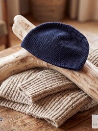 Navy Kufi Skull Cap - Crocheted Beanie Hat, Ethically sourced
