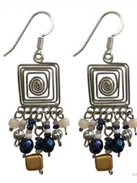 Handcrafted Square Wire and Bead Dangle Earrings - Chic Bohemian Jewelry