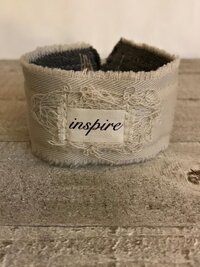 Inspire Boho Cuff Bracelet – Sandstone Cotton Fabric, Vintage Button Closure