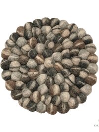 Mixed Gray Wool Felt Ball Trivet, Boho Kitchen Hot Pad, Coaster Table Pot Holder