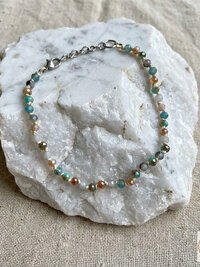 Handcrafted Faceted Pastel Beaded Anklet - Boho Beach Style