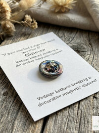 Magnetic Button Brooch Pin - Fabric Safe No Sew Vintage Style Scarf Clip