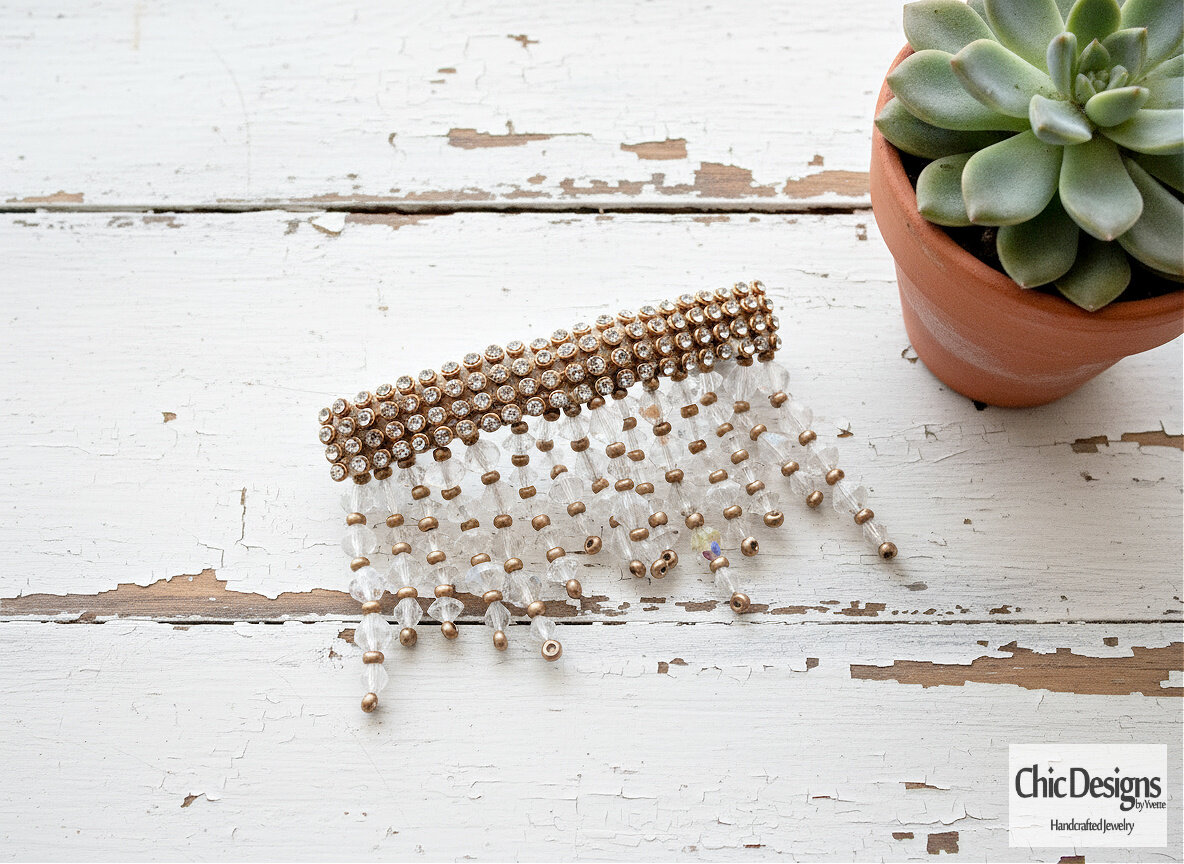 Clear Swarovski Crystal Fringe Hair Barrette 