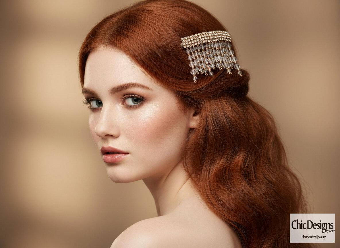 Clear Swarovski Crystal Fringe Hair Barrette 
