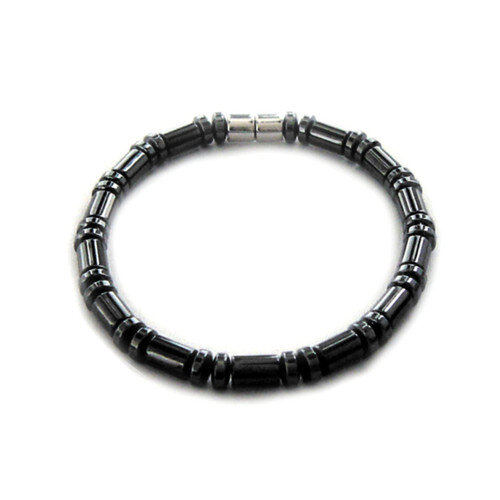 Men's Magnetic Hematite Cylinder Bead Bracelet
