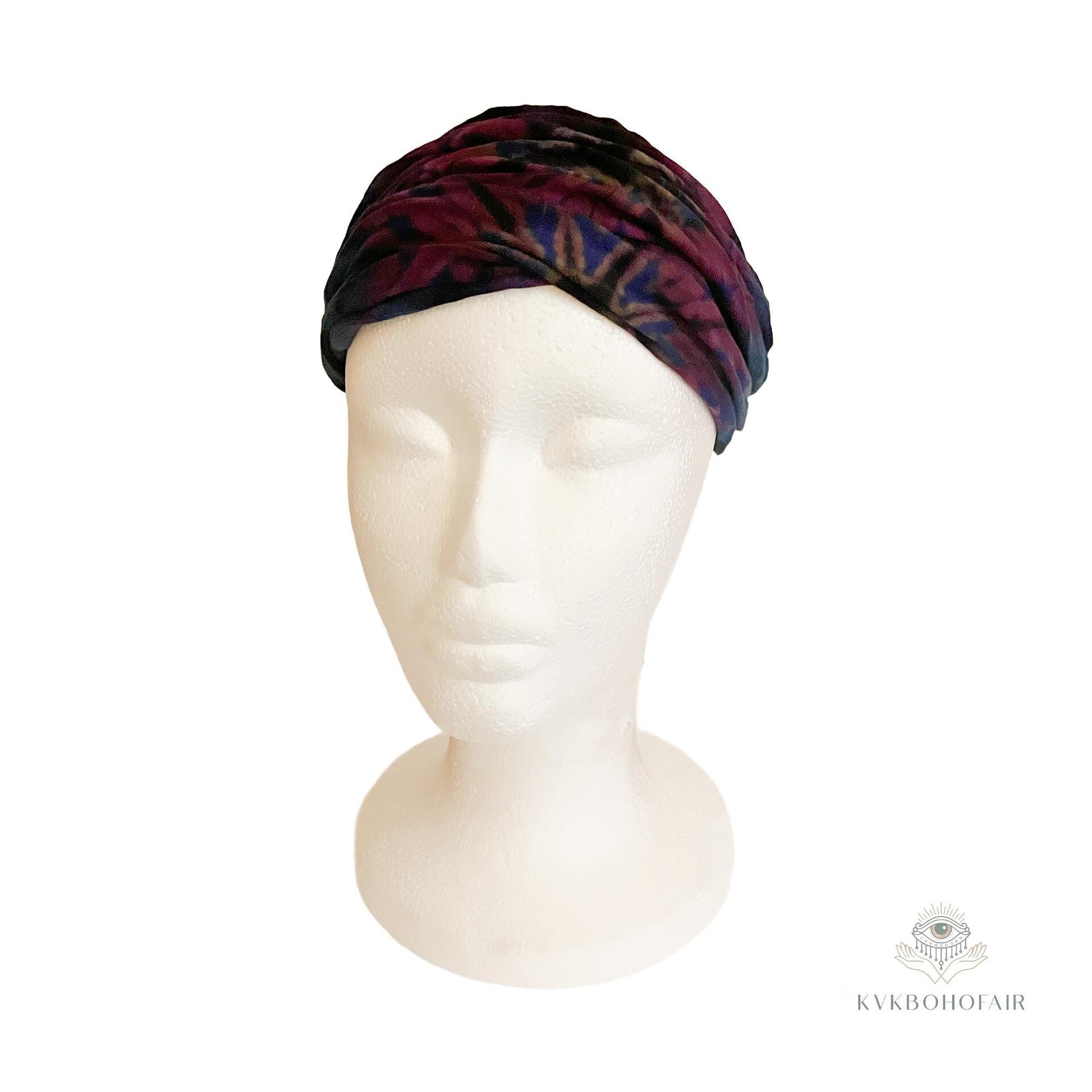 Dark Blue Tie Dye Boho Headband - Stylish Bohemian Headwrap, Headbands for Women