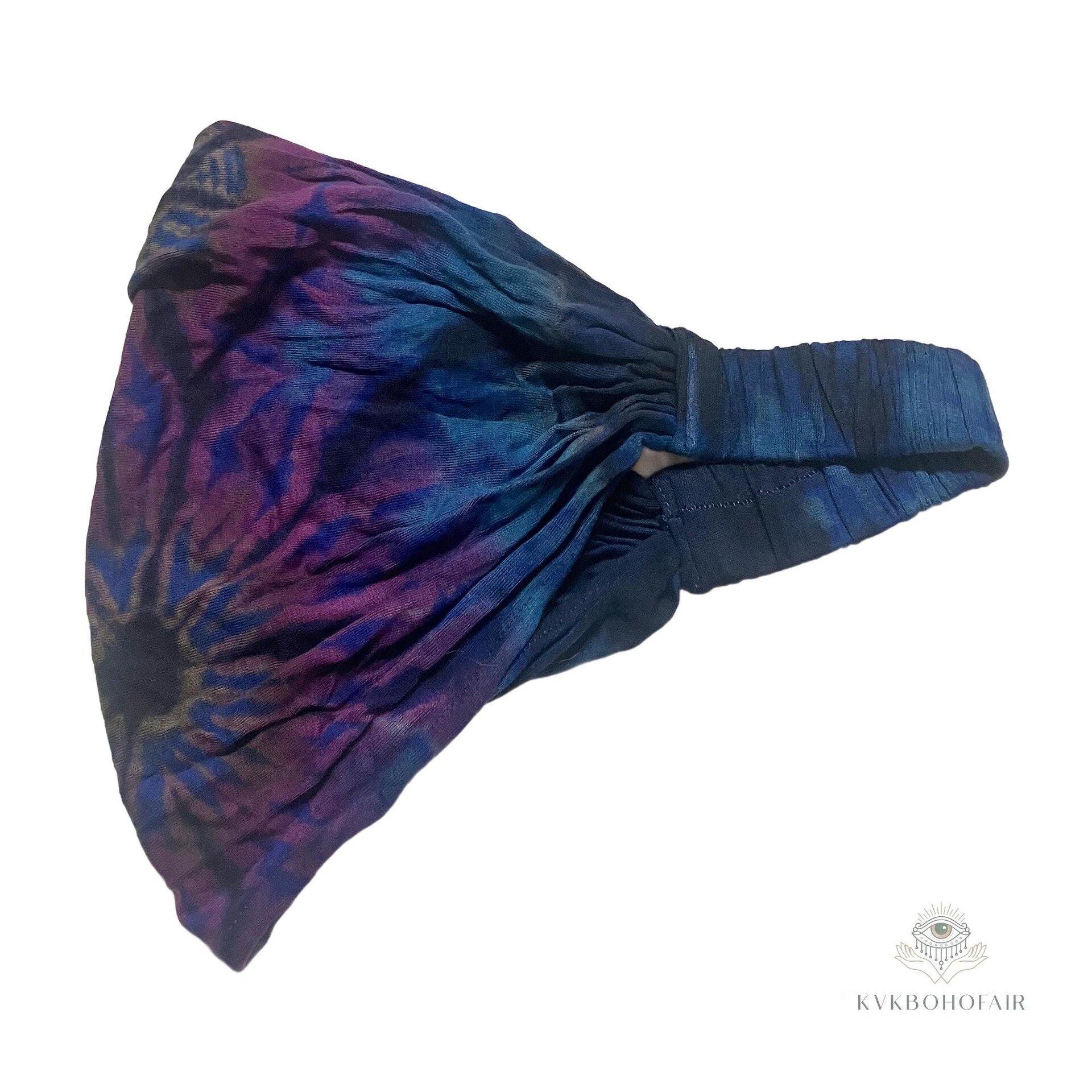 Dark Blue Tie Dye Boho Headband - Stylish Bohemian Headwrap, Headbands for Women