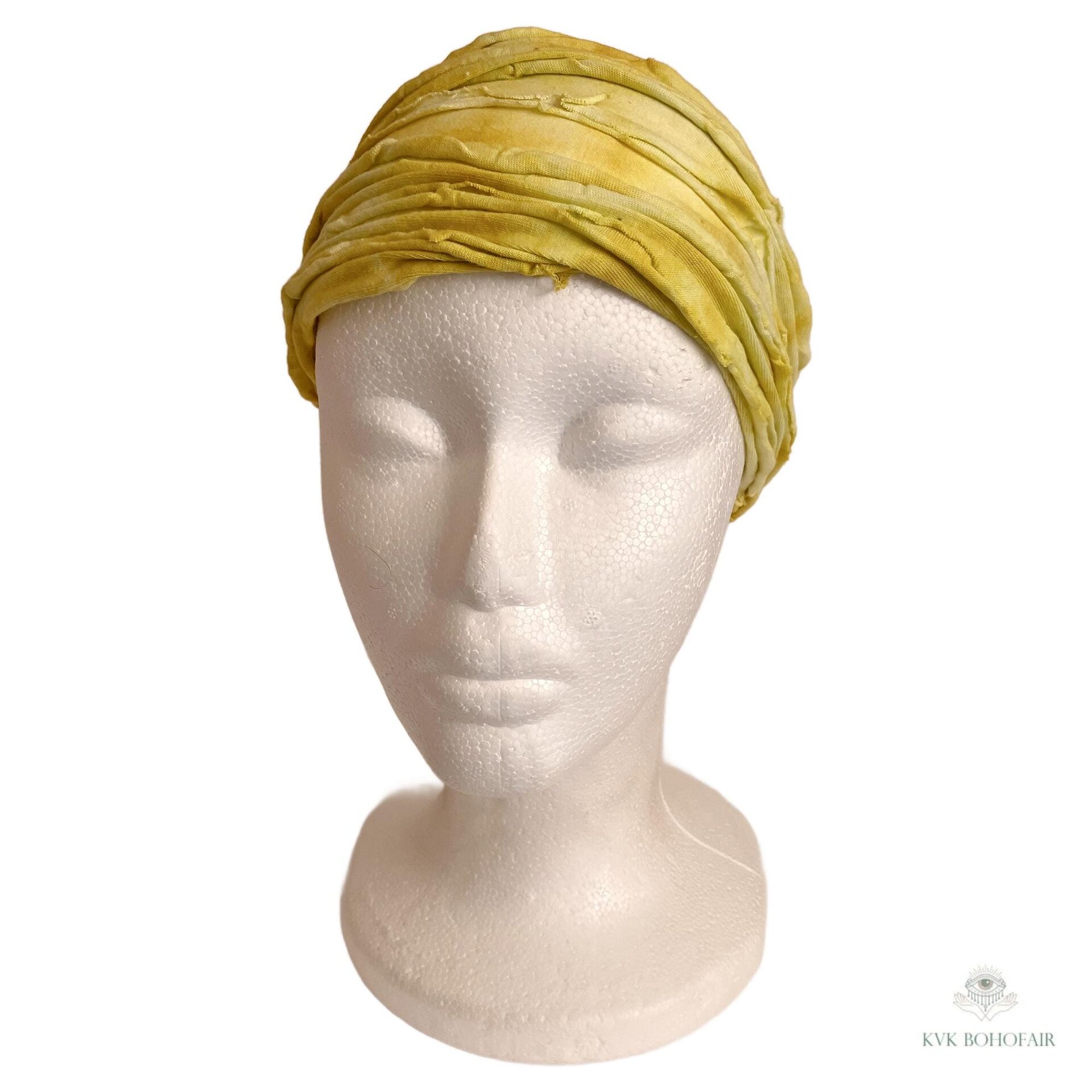 Yellow Tie Dye Boho Headband - Stylish Bohemian Headwrap, Headbands for Women