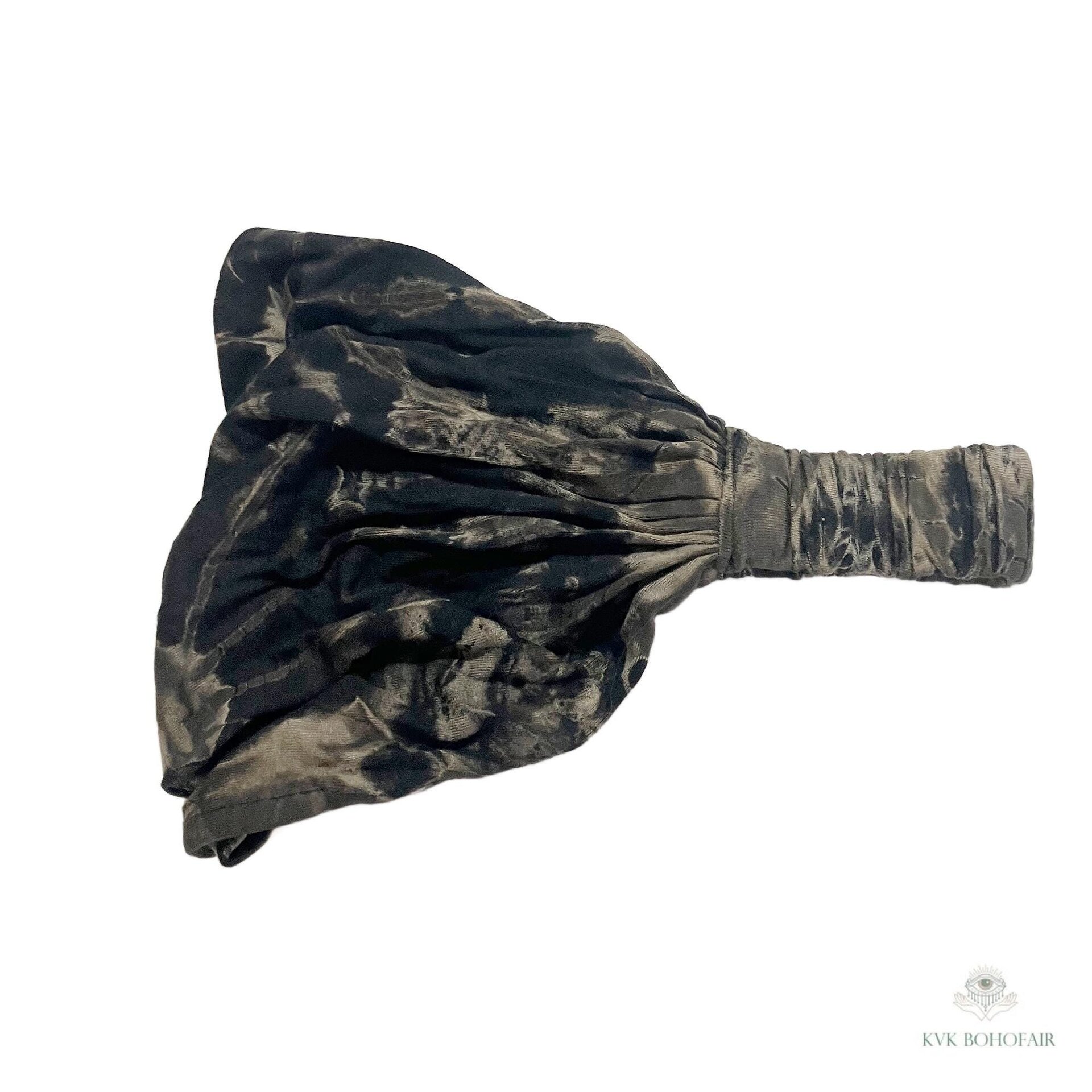 Black & Tan Tie Dye Boho Headband - Stylish Bohemian Headwrap, Headbands for Women