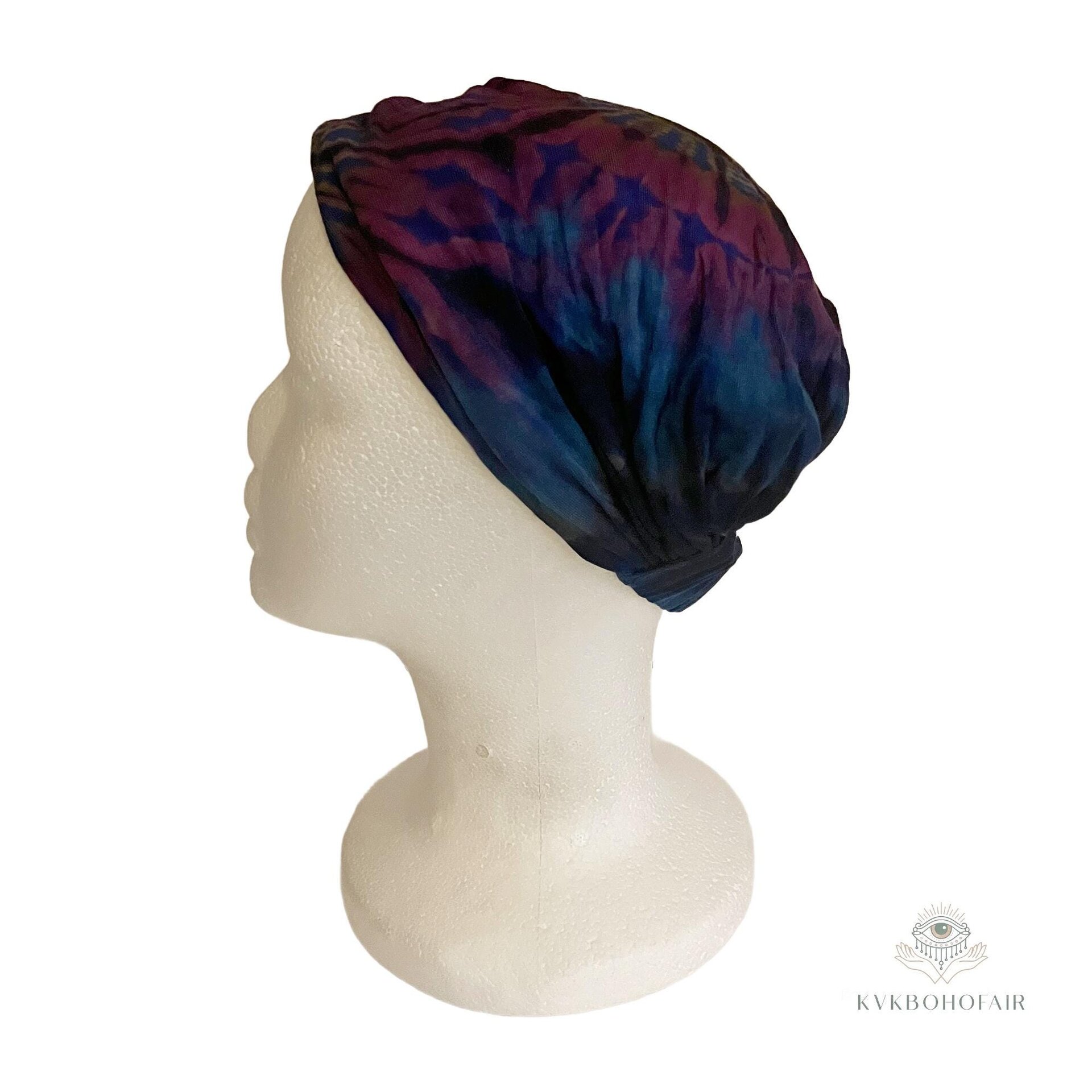Dark Blue Tie Dye Boho Headband - Stylish Bohemian Headwrap, Headbands for Women