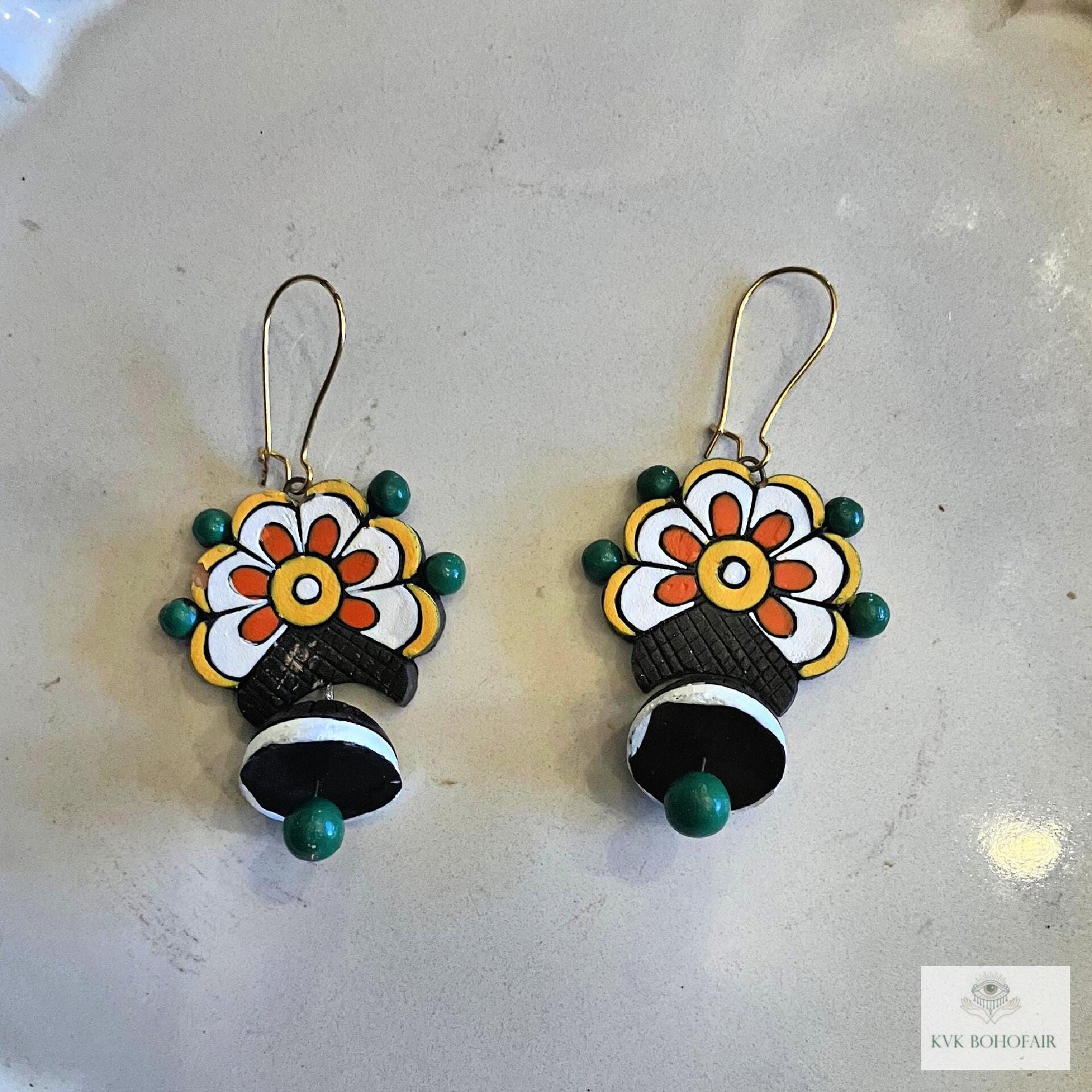 Handcrafted Flower Clay Earrings - Boho Statement Jewelry, Nature Inspired