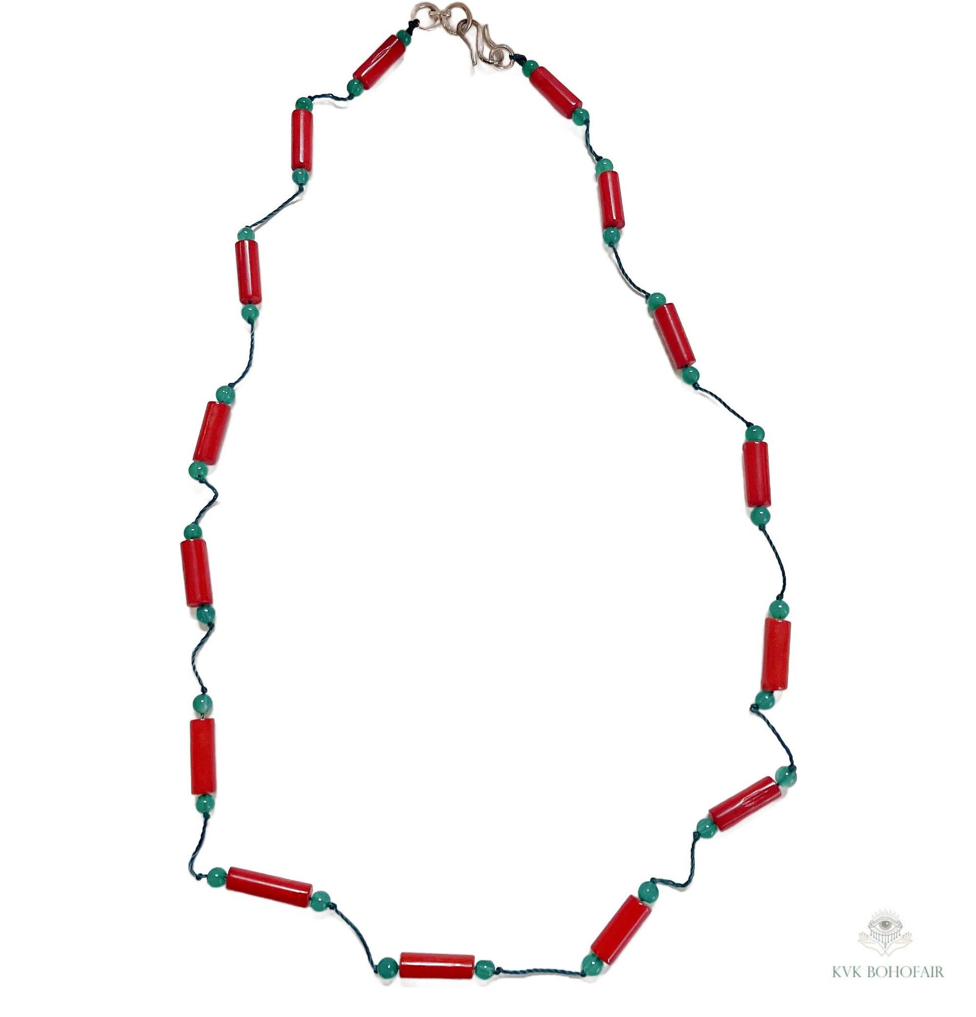 Handcrafted Nepal Beaded Necklace, Boho Gemstone Jewelry