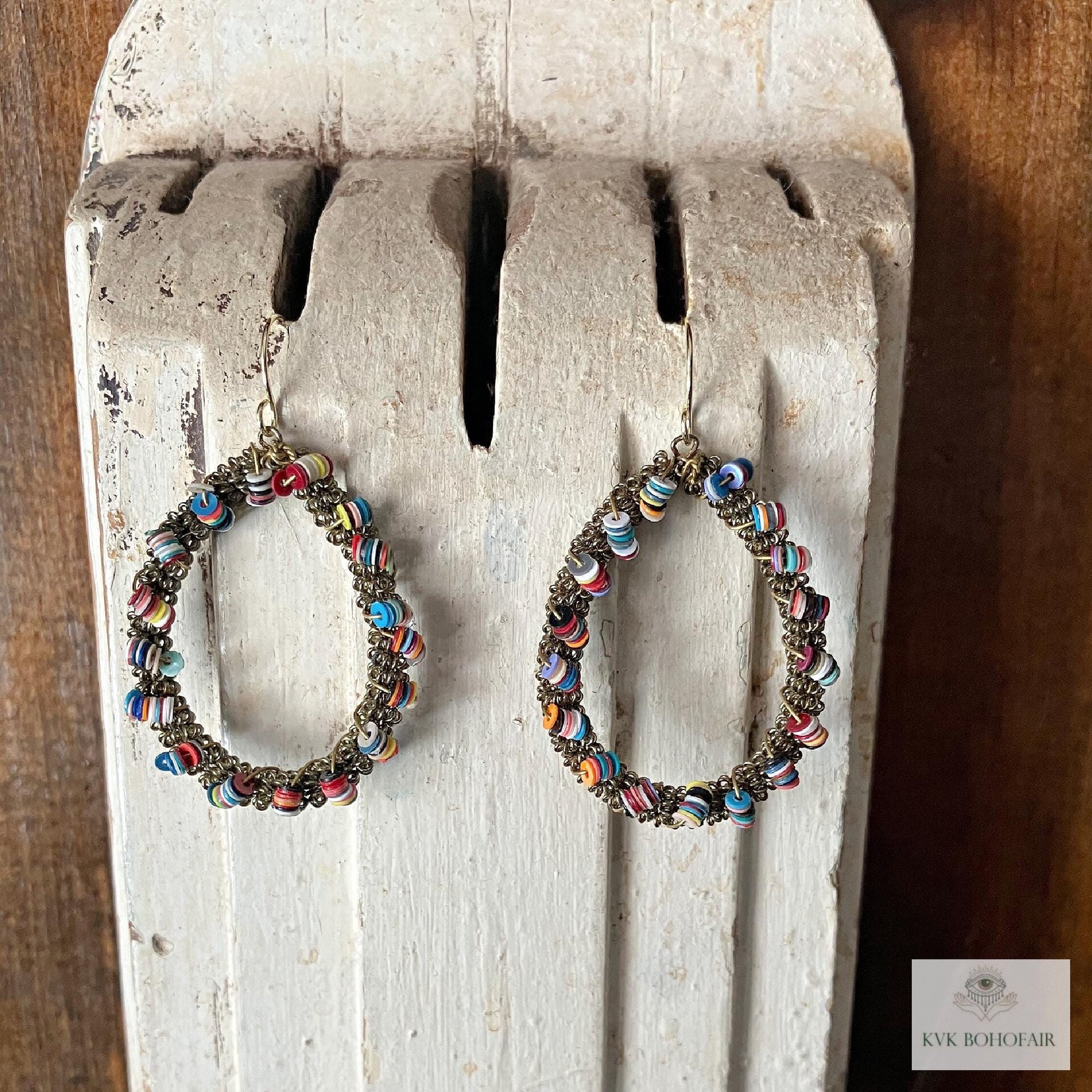 Colorful Teardrop Beaded Earrings -  Dangle Earrings, Statement Jewelry