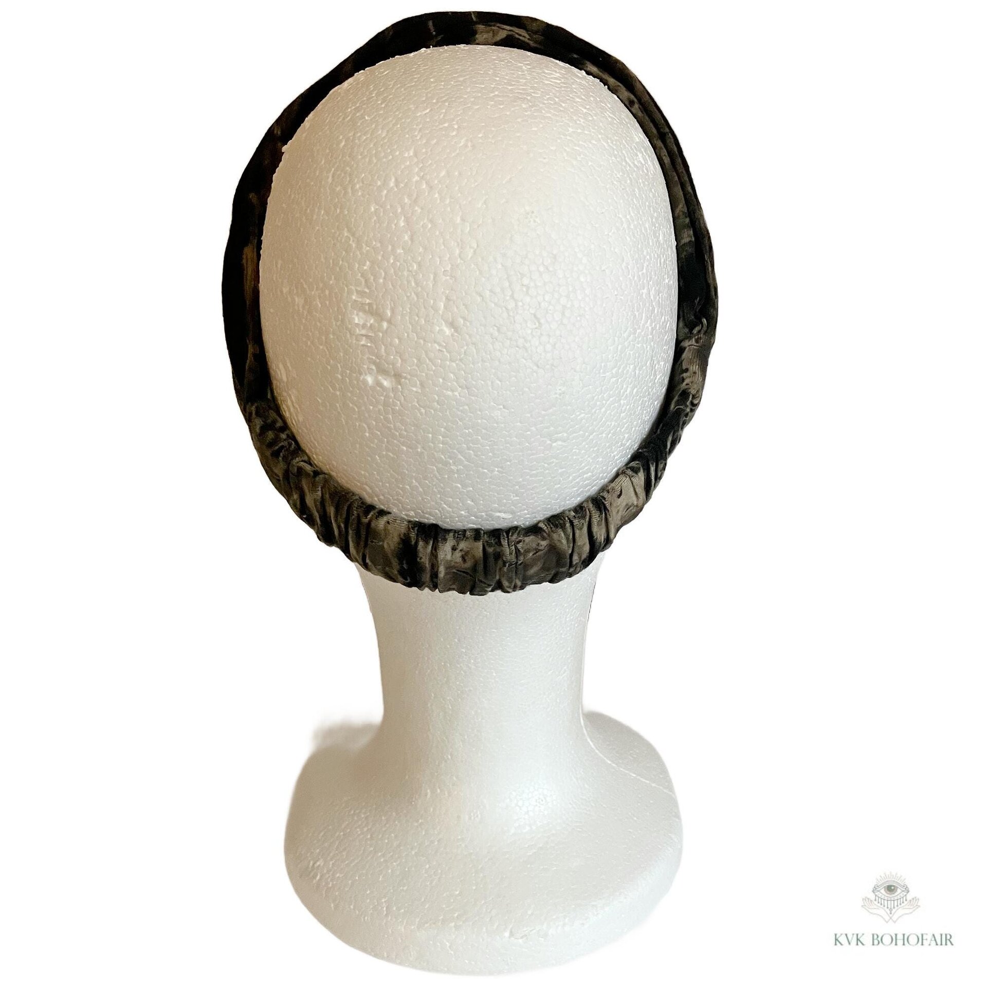 Black & Tan Tie Dye Boho Headband - Stylish Bohemian Headwrap, Headbands for Women