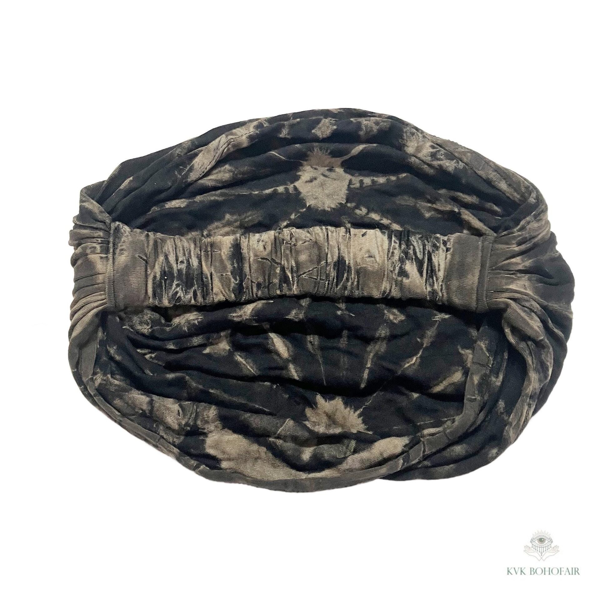 Black & Tan Tie Dye Boho Headband - Stylish Bohemian Headwrap, Headbands for Women
