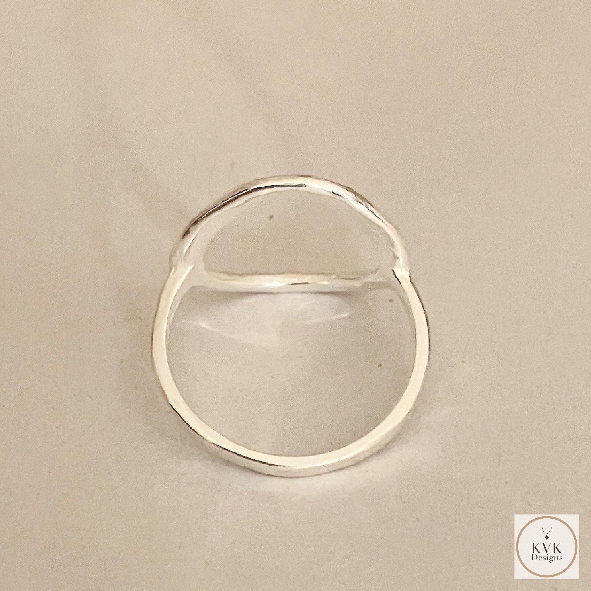 Open Circle Sterling Silver Ring, Boho Minimalist Band, Handmade Geometric Jewelry