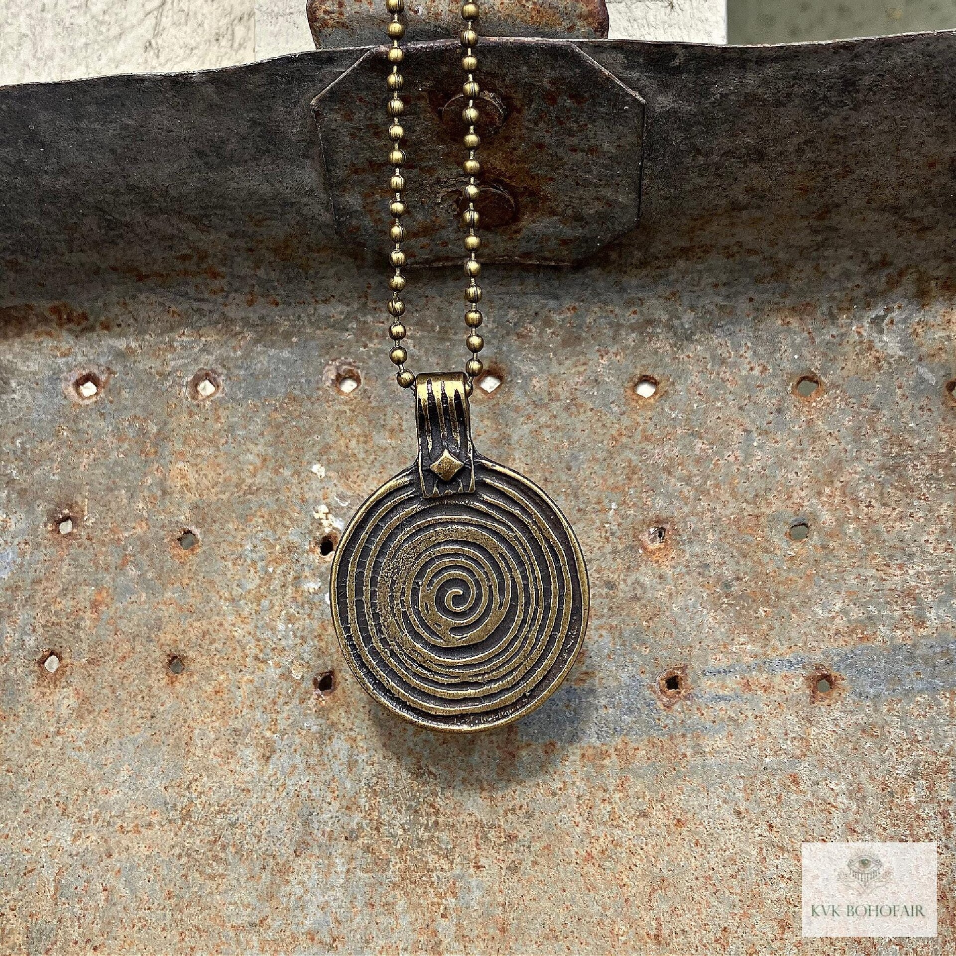 Bronze Swirl Pendant Necklace - Handcrafted Boho Pendant Jewelry
