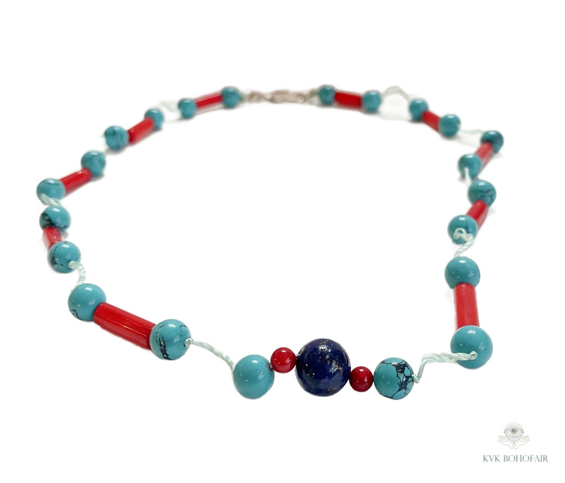 Handcrafted Nepal Beaded Necklace, Boho Gemstone Jewelry
