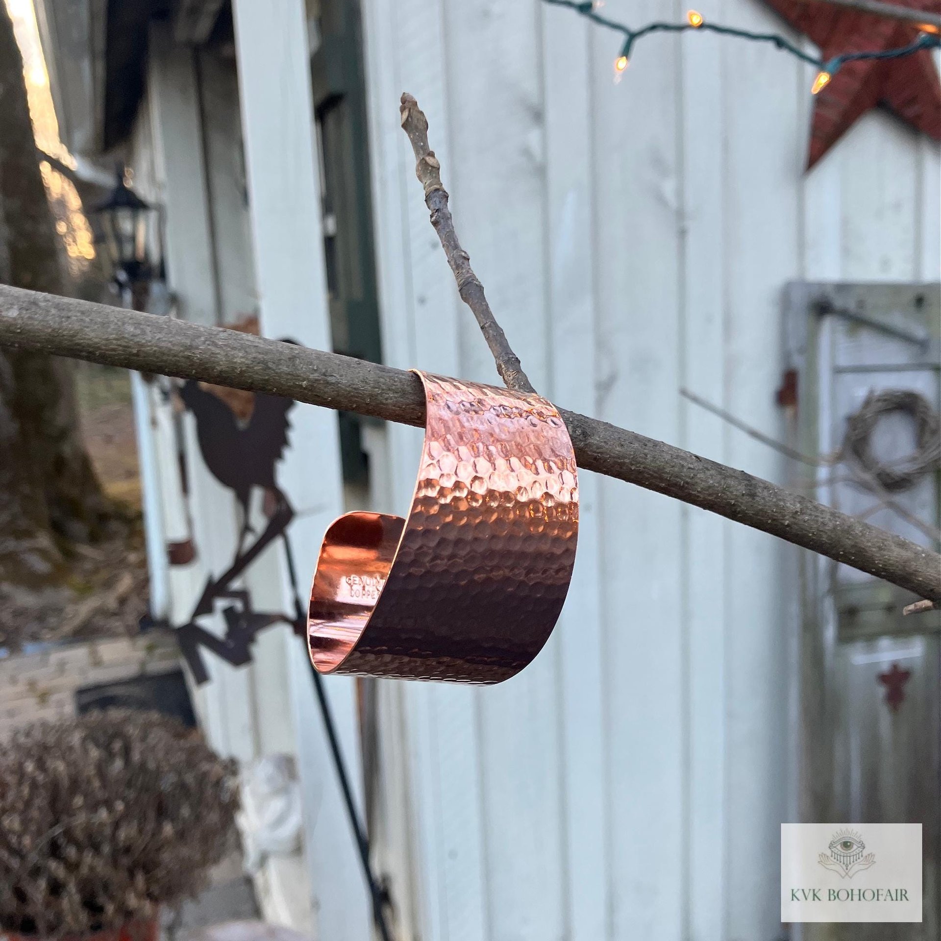 Wide Hammered Copper Cuff - Handcrafted Boho Bracelet, Bohemian Jewelry