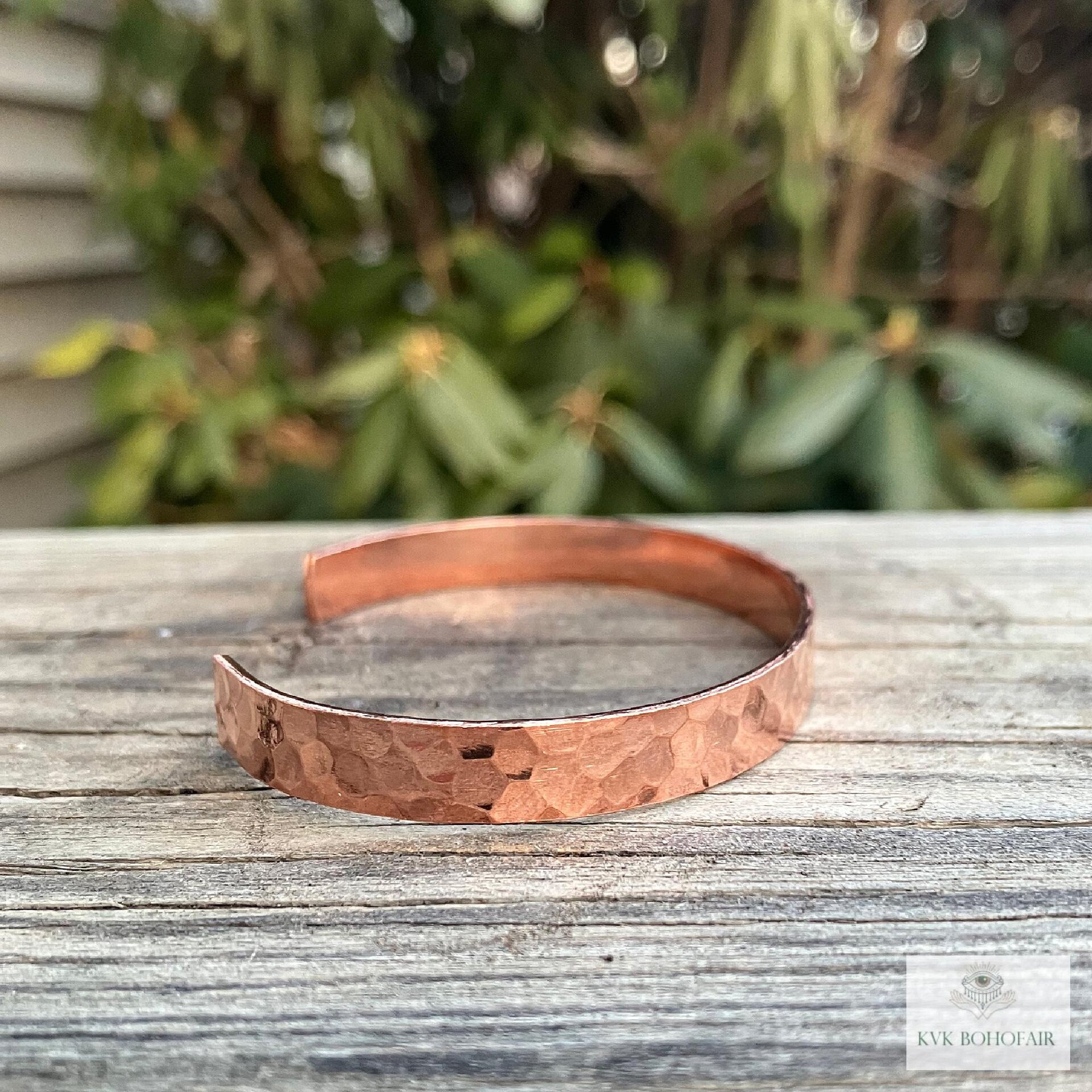 Thin Hammered Copper Cuff - Handcrafted Boho Bracelet, Bohemian Jewelry