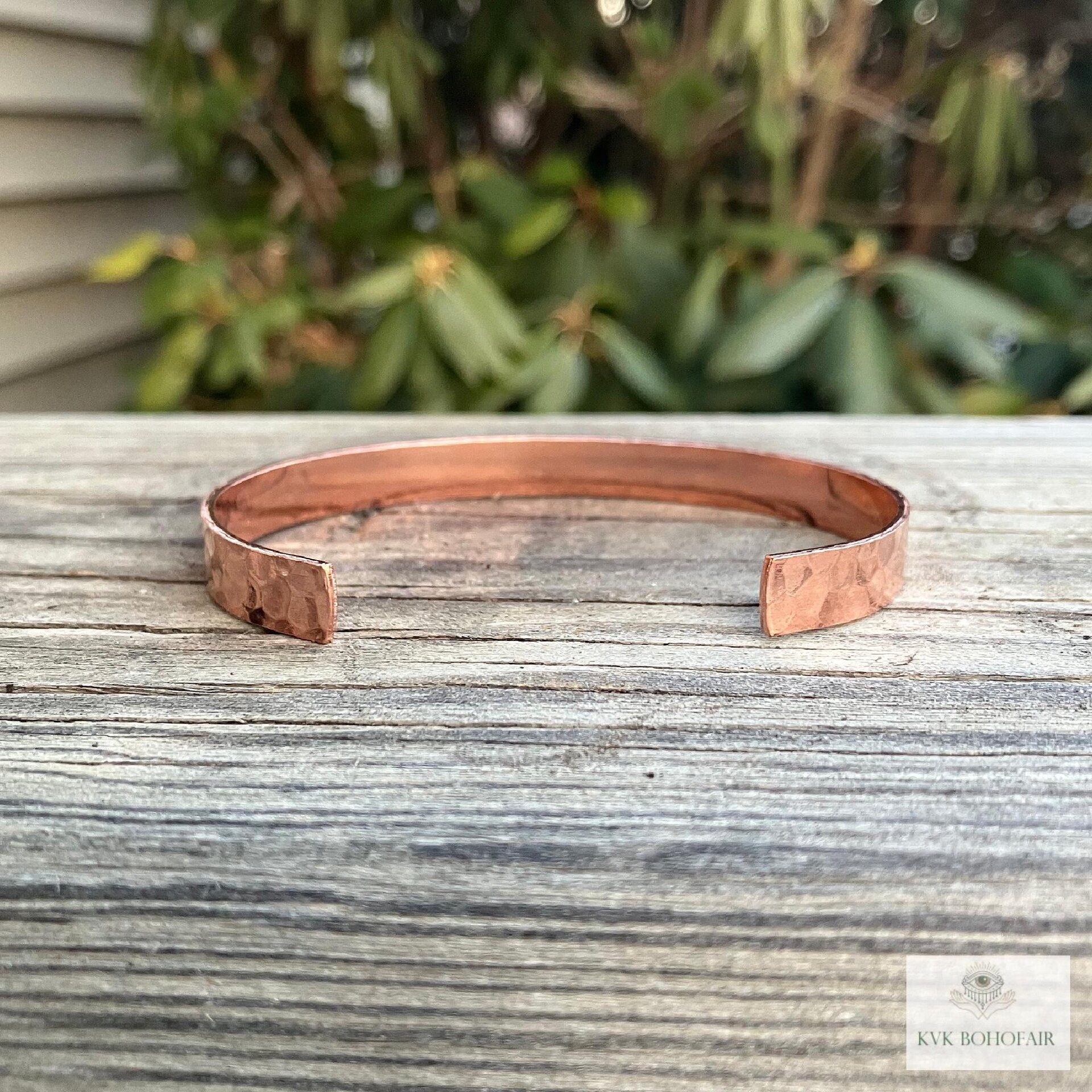 Thin Hammered Copper Cuff - Handcrafted Boho Bracelet, Bohemian Jewelry