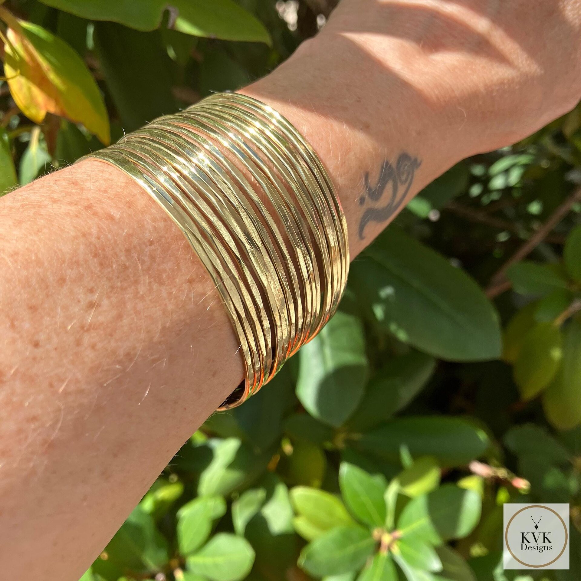 Wide Hammered Gold Cuff Bracelet: Handcrafted Boho Jewelry