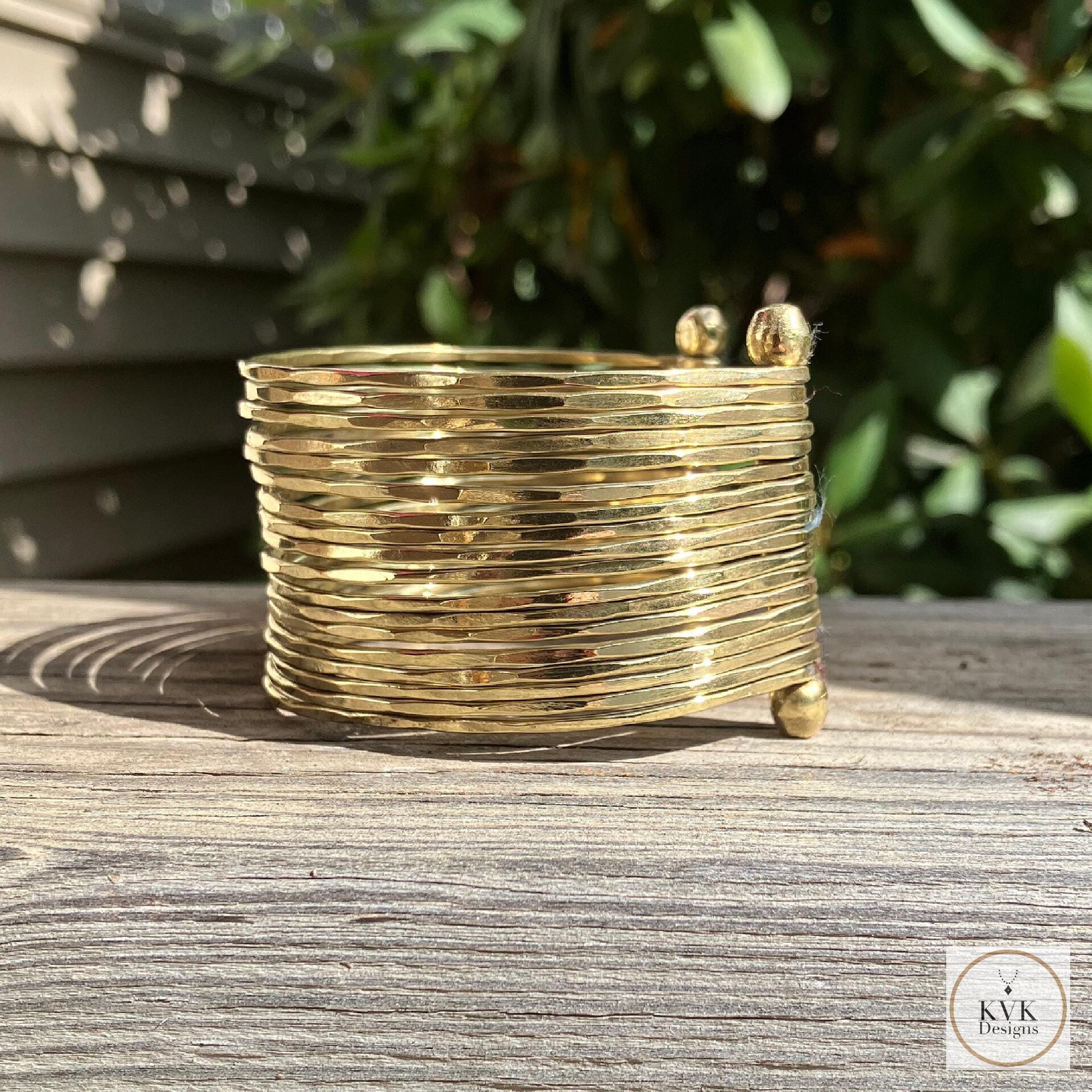 Wide Hammered Gold Cuff Bracelet: Handcrafted Boho Jewelry