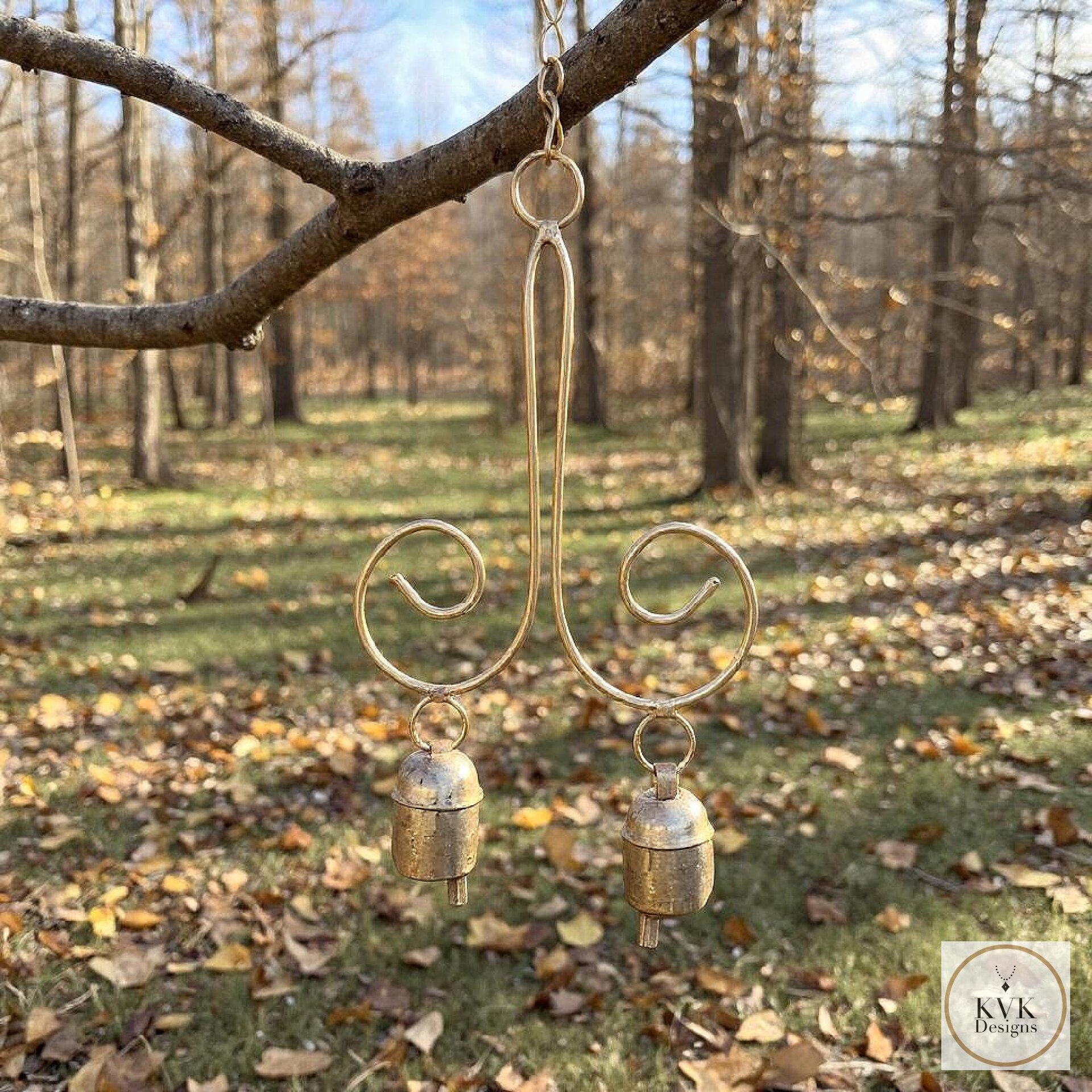 Handmade Swirl Bell Chime - Artisan Boho Metal Spiral Patio Decor