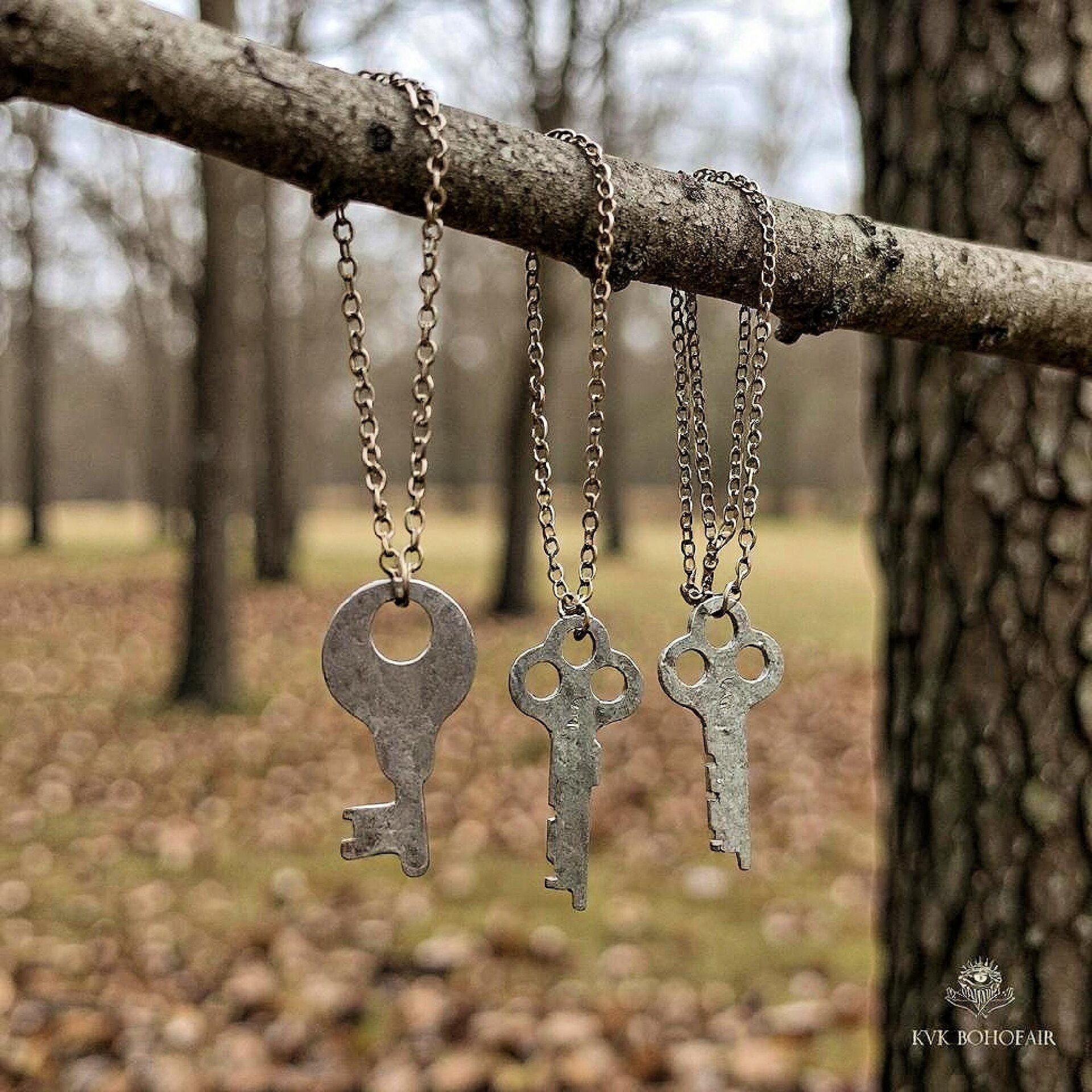 Antique Flat Lock Key Necklace, Repurposed Steel Pendant, Industrial Jewelry