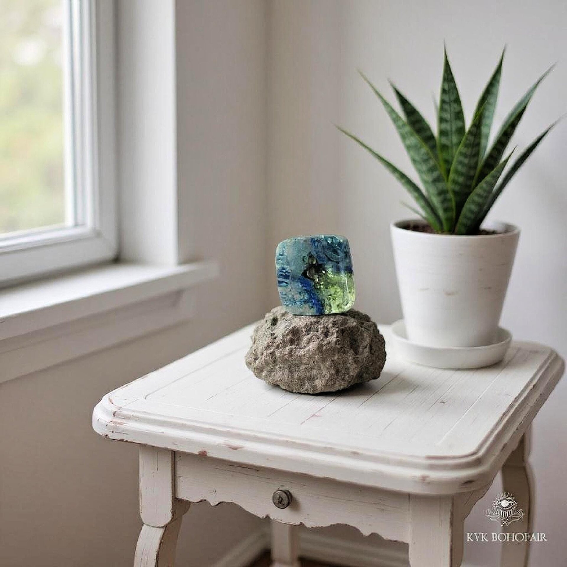 Fused Blue Dichroic Glass Stud Earrings, Square Ocean Post Jewelry, Stainless Steel Minimalist Posts