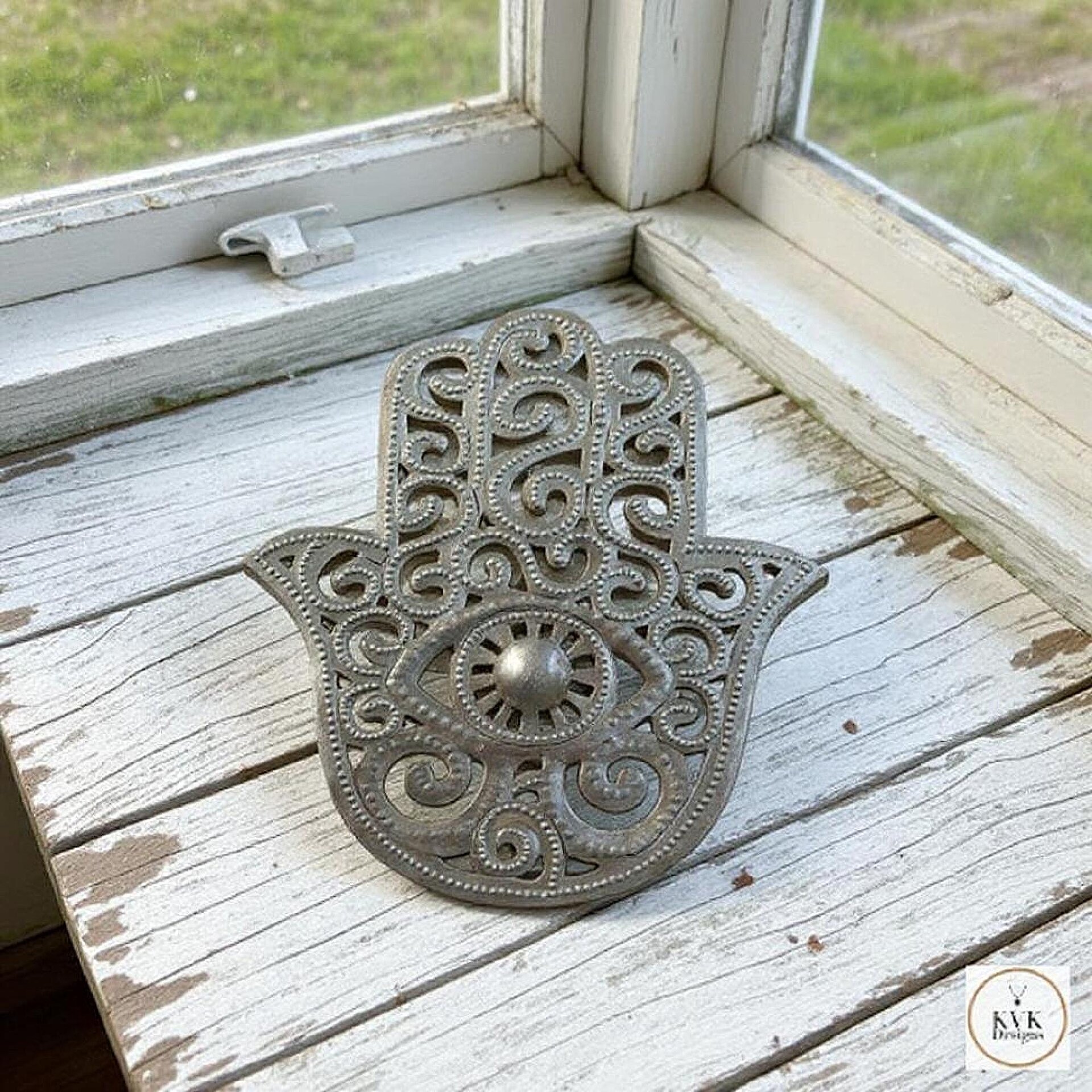 Unique Handcrafted Hamsa Hand Metal Art - Upcycled Steel Boho Wall Decor