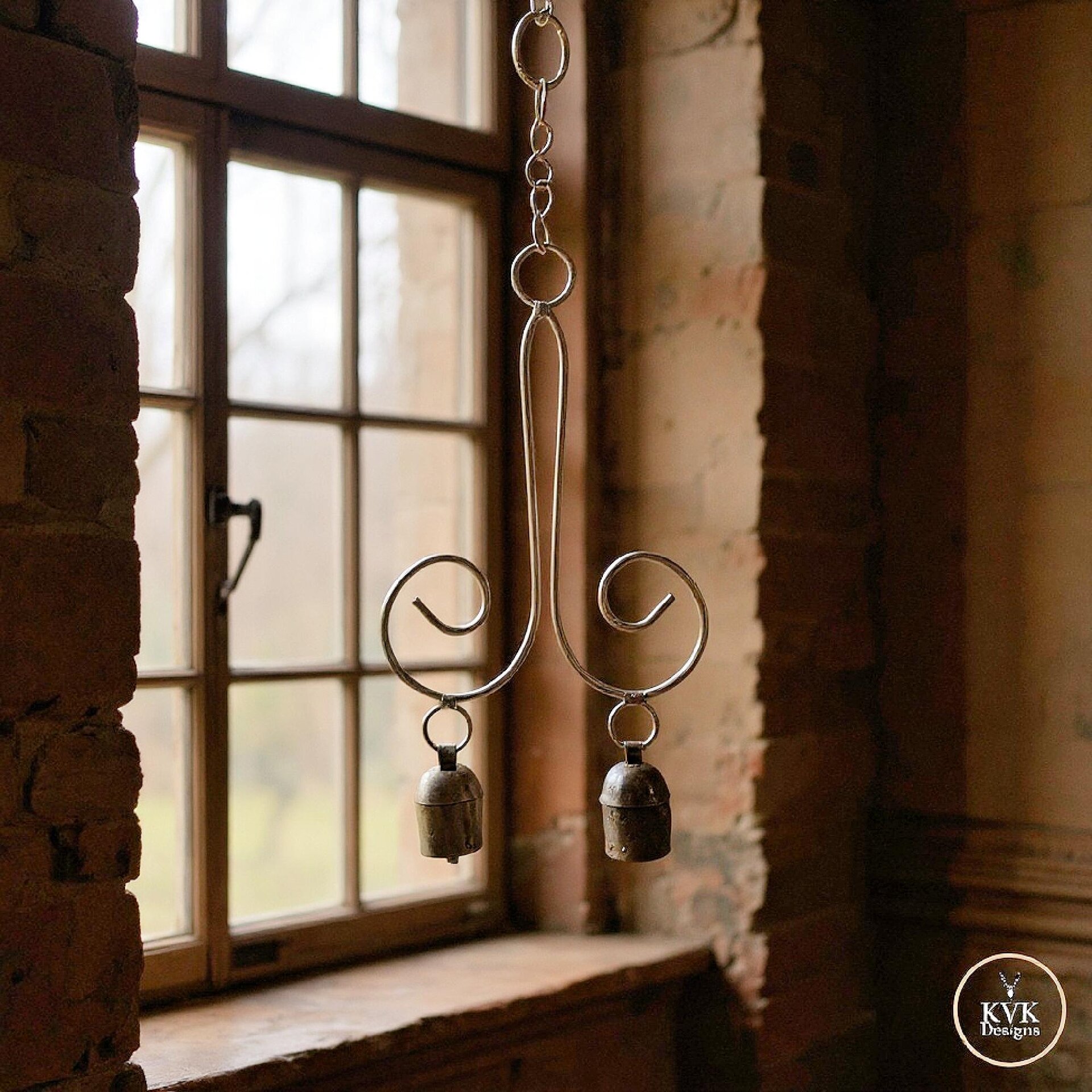 Handmade Swirl Bell Chime - Artisan Boho Metal Spiral Patio Decor
