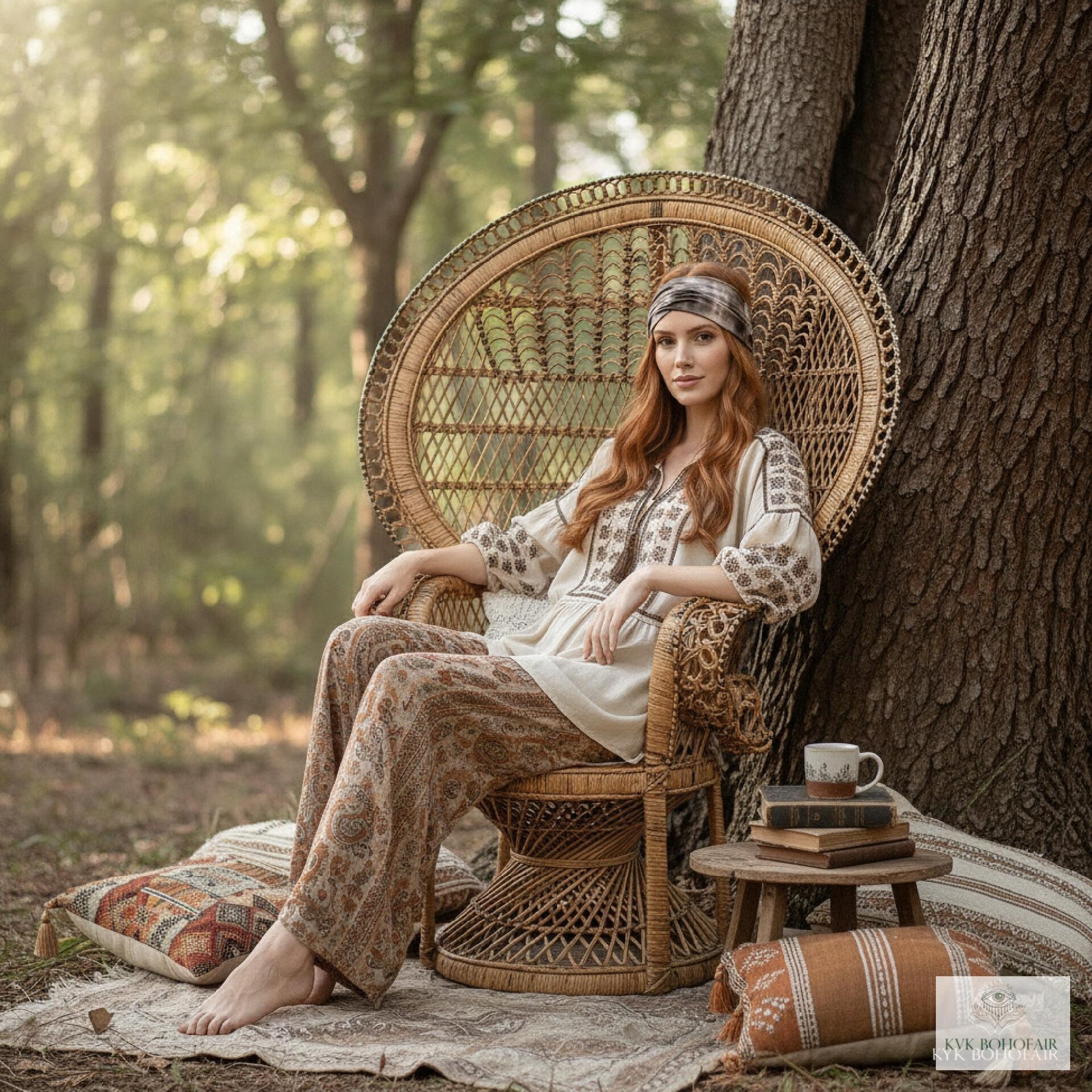 Brown Tie-Dye Boho Headband, Stylish Bohemian Headwrap, Headbands for Women